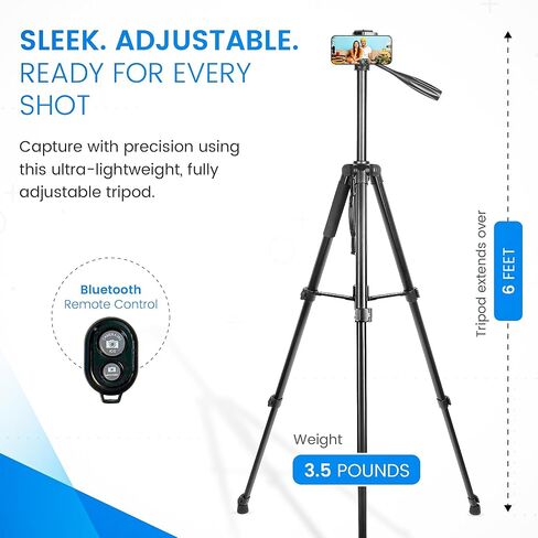 Audience Professional Mobile Tripod Kit, 6FT Collapsible Stand, LED Fill Light, Phone Mount, Dual Lavalier Microphones, Bluetooth Remote & Travel Case for YouTube/TikTok/Live Streaming/Vlogging in Saudi Arabia
