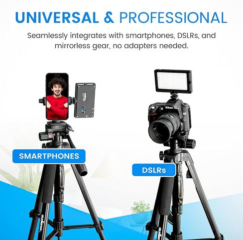 Audience Professional Mobile Tripod Kit, 6FT Collapsible Stand, LED Fill Light, Phone Mount, Dual Lavalier Microphones, Bluetooth Remote & Travel Case for YouTube/TikTok/Live Streaming/Vlogging in Saudi Arabia