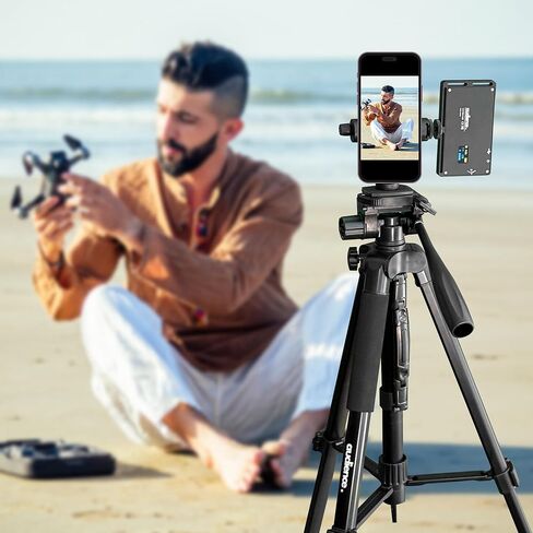 Audience Professional Mobile Tripod Kit, 6FT Collapsible Stand, LED Fill Light, Phone Mount, Dual Lavalier Microphones, Bluetooth Remote & Travel Case for YouTube/TikTok/Live Streaming/Vlogging in Saudi Arabia