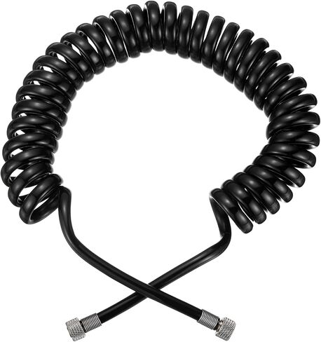 PATIKIL 1 Pcs 1/8 Polyurethane Recoil Air Hose, 6ft Air Compressor Hose with 1/8 Inch Quick Fittings and Bend Restrictor for Air Brush Paint Machine Nails, Black in Saudi Arabia