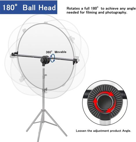 The photography reflector bracket can be extended and rotated 360 degrees with a length of 11.81-43.3 inches, suitable for photography studio products and portrait photography, with 1/4 interface in Saudi Arabia