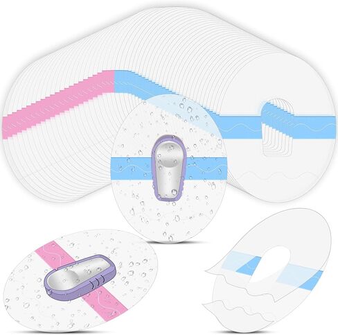 Shower Waterproof Patch Freestyle Transparent Adhesive Patches Waterproof Sensor Covers Precut Clear Protection Stickers Clear CGM Overpatch Tape Without Hole, Blue and Pink (60 Packs) in Kuwait