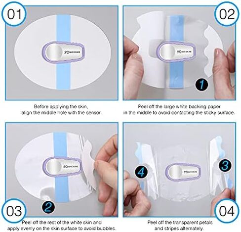 Shower Waterproof Patch Freestyle Transparent Adhesive Patches Waterproof Sensor Covers Precut Clear Protection Stickers Clear CGM Overpatch Tape Without Hole, Blue and Pink (60 Packs) in Kuwait