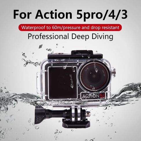 jnr action 5 case مقاومة للماء لـ Osmo Action5pro /4/3 Sports Camera Dive Case Underwater 60m Diving Housing Shell in Kuwait
