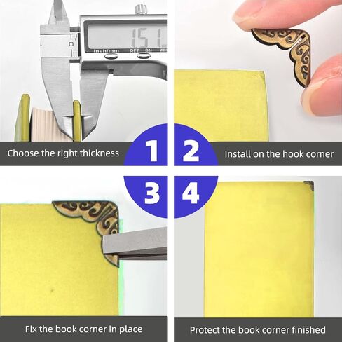 120 Pcs Book Corner Protectors, Vintage Metal Corner Protector, 6 Colors Mix Book Corners Bulk for DIY Photo Albums, Notebooks, Scrapbooks, Menus, and File Folders in Saudi Arabia