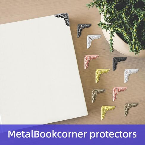 120 Pcs Book Corner Protectors, Vintage Metal Corner Protector, 6 Colors Mix Book Corners Bulk for DIY Photo Albums, Notebooks, Scrapbooks, Menus, and File Folders in Saudi Arabia