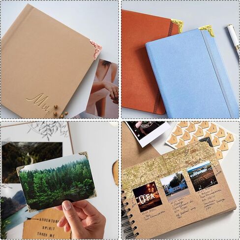 120 Pcs Book Corner Protectors, Vintage Metal Corner Protector, 6 Colors Mix Book Corners Bulk for DIY Photo Albums, Notebooks, Scrapbooks, Menus, and File Folders in Saudi Arabia