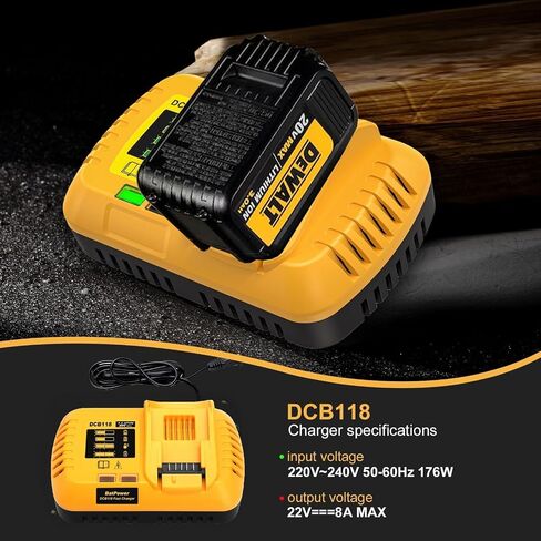 DCB118 Rapid Charger for DEWALT 20V MAX/60V MAX Batteries | Fast Charging 4Ah-15Ah | UL Listed​ in Saudi Arabia