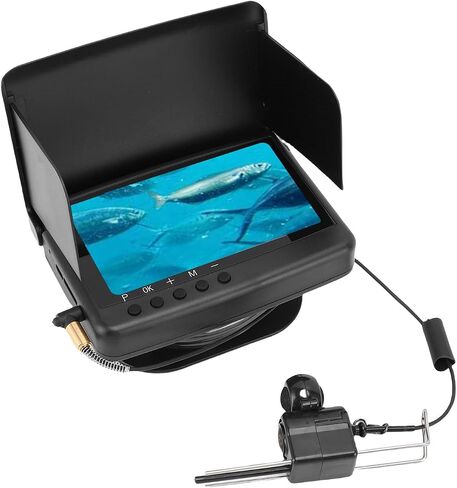 EBTOOLS FHD 1080P Underwater Fishing Camera, Automatic Reminder, 5Mp, 220° Wide Angle, 5 Inch OLED Screen, 10,000 Mah Battery, Underwater Fish Finder with 82ft Cable for Ice Fishing in Saudi Arabia