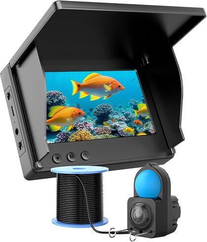 كاميرا الصيد المحمولة تحت الماء مع شاشة LCD 4.3 بوصة ، رؤية ليلية بالأشعة تحت الحمراء ، مكتشف الأسماك المقاومة للماء لصيد الأسماك الجليدية وجميع المواسم - هدية للرجال والصيادين (30 مترًا (98.4 قدمًا)) in Saudi Arabia