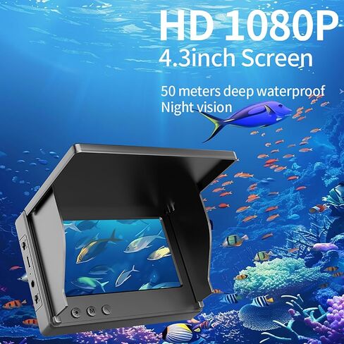 كاميرا الصيد المحمولة تحت الماء مع شاشة LCD 4.3 بوصة ، رؤية ليلية بالأشعة تحت الحمراء ، مكتشف الأسماك المقاومة للماء لصيد الأسماك الجليدية وجميع المواسم - هدية للرجال والصيادين (30 مترًا (98.4 قدمًا)) in Saudi Arabia