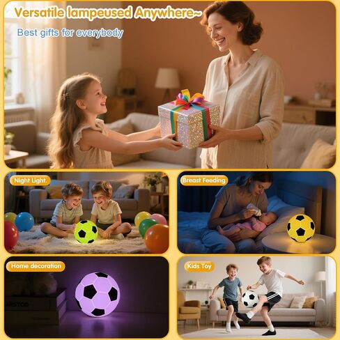 Sport Fans Night Light for Kids, Rechargeable Soccer Ball lamp 9 Colors Dimmable with Remote and Timer, Soccer Gifts for Boys 8-12 Girls Men in Kuwait