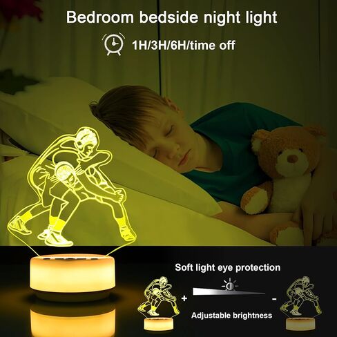 Wrestling Night Light Sport Lights for Wrestler Combat Decor with 14 RGB Colors Remote Control Timer Dimmer, Sport Gifts for Wrestling Fan Boys and Man in Saudi Arabia