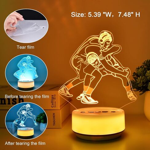 Wrestling Night Light Sport Lights for Wrestler Combat Decor with 14 RGB Colors Remote Control Timer Dimmer, Sport Gifts for Wrestling Fan Boys and Man in Saudi Arabia