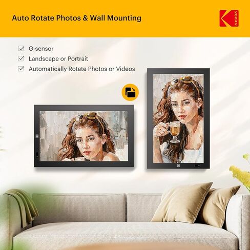 Kodak 23.8 "X-Large Wifi Digital Picture Frame-1920x1080 عرض IPS FHD مع تخزين 32 جيجا بايت ، دوار تلقائي ، التحكم عن بُعد ، جدار قابل للتركيب ، متوافق مع Alexa ، للعائلة in Kuwait