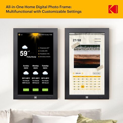 Kodak 23.8 "X-Large Wifi Digital Picture Frame-1920x1080 عرض IPS FHD مع تخزين 32 جيجا بايت ، دوار تلقائي ، التحكم عن بُعد ، جدار قابل للتركيب ، متوافق مع Alexa ، للعائلة in Kuwait