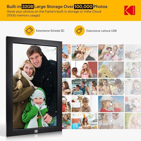 Kodak 23.8 "X-Large Wifi Digital Picture Frame-1920x1080 عرض IPS FHD مع تخزين 32 جيجا بايت ، دوار تلقائي ، التحكم عن بُعد ، جدار قابل للتركيب ، متوافق مع Alexa ، للعائلة in Kuwait