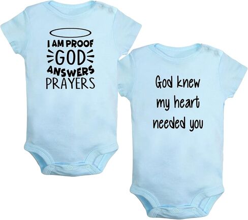 iDzn Pack of 2, God knew my heart needed you & I am Proof God Answers Prayers Funny Romper Baby Bodysuit Infant Kids Jumpsuit in Saudi Arabia
