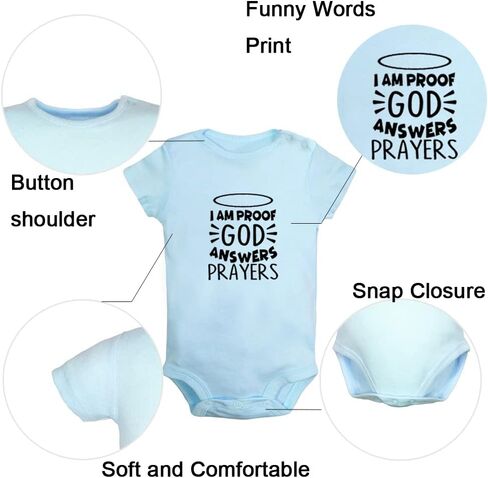 iDzn Pack of 2, God knew my heart needed you & I am Proof God Answers Prayers Funny Romper Baby Bodysuit Infant Kids Jumpsuit in Saudi Arabia