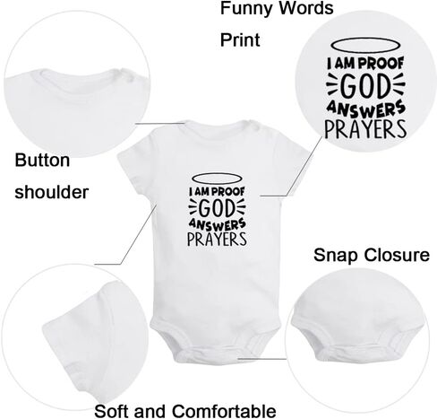iDzn Pack of 2, God knew my heart needed you & I am Proof God Answers Prayers Funny Romper Baby Bodysuit Infant Kids Jumpsuit in Saudi Arabia
