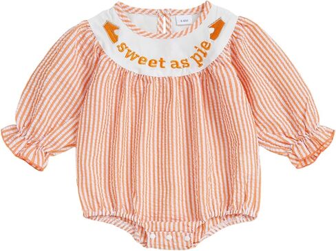 My First Halloween Baby Girl Outfit Pumpkin Bubble Romper Long Sleeve Smocked Jumpsuit Cute Fall Clothes in Kuwait
