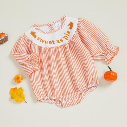 My First Halloween Baby Girl Outfit Pumpkin Bubble Romper Long Sleeve Smocked Jumpsuit Cute Fall Clothes in Kuwait