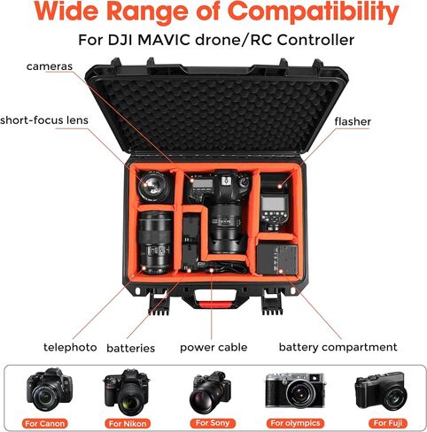 Camera Hard Cases DSLR SLR عدسات مقاومة للماء IP67 من أجل حماية السفر لـ DJI Mavic 4 Pro/Air Dones for GoPro Hero 13 12 11 10 Accessories (فقط الحالة) 16.2x12.8x7inch in Kuwait