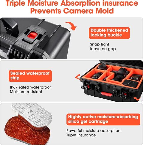 Camera Hard Cases DSLR SLR عدسات مقاومة للماء IP67 من أجل حماية السفر لـ DJI Mavic 4 Pro/Air Dones for GoPro Hero 13 12 11 10 Accessories (فقط الحالة) 16.2x12.8x7inch in Kuwait