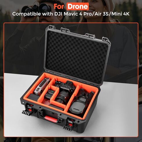 Camera Hard Cases DSLR SLR عدسات مقاومة للماء IP67 من أجل حماية السفر لـ DJI Mavic 4 Pro/Air Dones for GoPro Hero 13 12 11 10 Accessories (فقط الحالة) 16.2x12.8x7inch in Kuwait