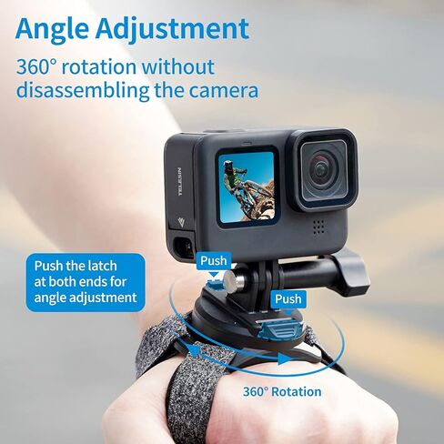 TELESIN Upgraded Wrist Strap, 360 Rotation Arm Plam Ankle Mount Band Holder Cycling Mount for GoPro Max Hero 13 12 11 10 9 8 7 Black, Insta360 One R X2 Go3 DJI Osmo Action 5 Pro 4 3 Camera Accessories in Saudi Arabia
