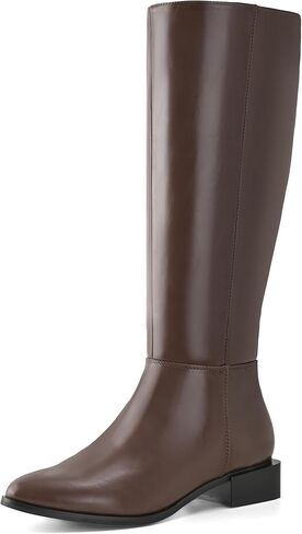 Shoe'N Tale Women's Knee High Boots Chunky Low Heel Pointed Toe Winter Shoes with Side Zipper in Saudi Arabia