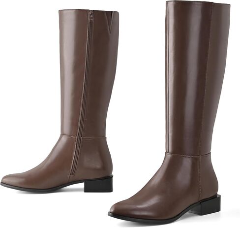 Shoe'N Tale Women's Knee High Boots Chunky Low Heel Pointed Toe Winter Shoes with Side Zipper in Saudi Arabia