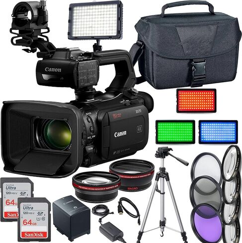 Canon XA70 UHD 4K30 Camcorder with Dual-Pixel Autofocus w/ 2 Pc 64GB Memory Cards + Case + Tripod + Led Video Light + Filters & More (Renewed) in Saudi Arabia
