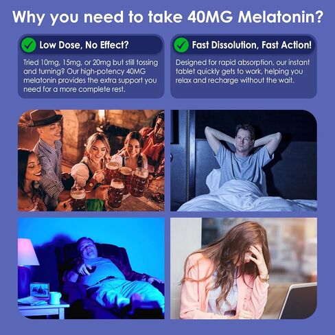 Sugar Free Melatonin 40 mg for Adults,180 Serving Fast Dissolve Sublingual Tablets, Extra Strength Melatonin with Vitamin D3,MSM & Selenium for Relaxation,Restful Deep Zzzs,Health Rest Cycle,Non Habit in Saudi Arabia