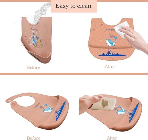 Silicone Baby Bibs – Adjustable, Soft, Waterproof & Durable, with Large Food-Catching Pocket, Feeding-Friendly in Saudi Arabia