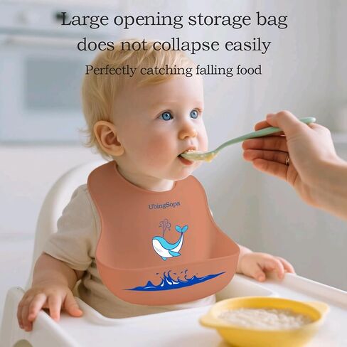 Silicone Baby Bibs – Adjustable, Soft, Waterproof & Durable, with Large Food-Catching Pocket, Feeding-Friendly in Saudi Arabia