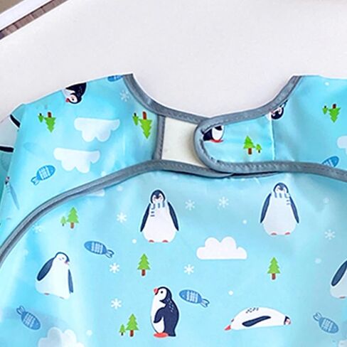 PandaEar 3 Pack Long Sleeve Bibs, Waterproof Smock Baby Bibs for Eating, Reusable Bibs for Baby Infant Toddler 6-36 Months(Bears/Penguins/Dinosaurs) in Saudi Arabia