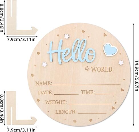 علامة إعلان الطفل ، Wooden Hello World Netborn Sign Cute مرحبًا بالطفل اسم الطفل للبنات Girls Photo Props Decord Decory Decory in Saudi Arabia