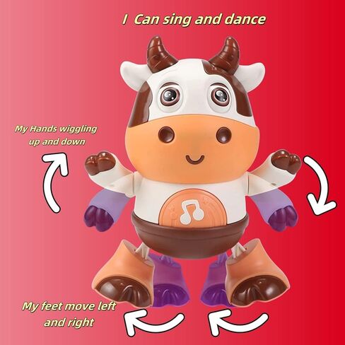 Dancing Cow Toy for Babies - بقرة أفخم كهربائية مع أغاني وحركات ممتعة ، لعبة تفاعلية للطفل للطفل ، هدايا صغيرة من الأطفال الصغار والتعلم الحسي in Saudi Arabia