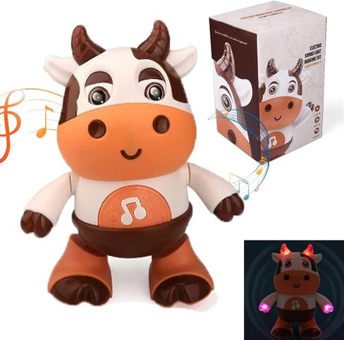 Dancing Cow Toy for Babies - بقرة أفخم كهربائية مع أغاني وحركات ممتعة ، لعبة تفاعلية للطفل للطفل ، هدايا صغيرة من الأطفال الصغار والتعلم الحسي in Saudi Arabia