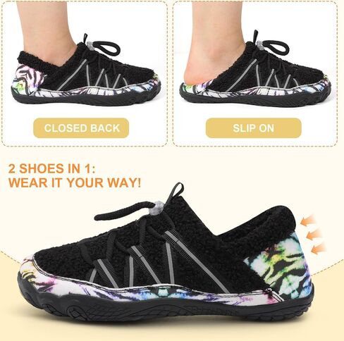 relxfeet Women's Wide Width Slippers Cozy Furry Barefoot House Shoes with Adjustable Fit Non-Slip Indoor Outdoor Slippers for Diabetic Bunion Swollen Feet Friendly in Kuwait