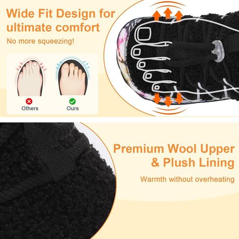 relxfeet Women's Wide Width Slippers Cozy Furry Barefoot House Shoes with Adjustable Fit Non-Slip Indoor Outdoor Slippers for Diabetic Bunion Swollen Feet Friendly in Kuwait