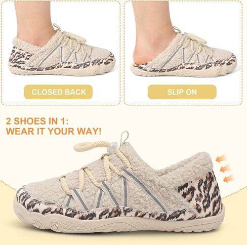relxfeet Women's Wide Width Slippers Cozy Furry Barefoot House Shoes with Adjustable Fit Non-Slip Indoor Outdoor Slippers for Diabetic Bunion Swollen Feet Friendly in Kuwait