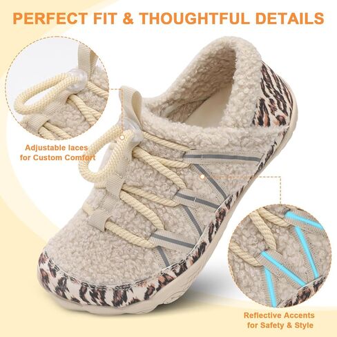 relxfeet Women's Wide Width Slippers Cozy Furry Barefoot House Shoes with Adjustable Fit Non-Slip Indoor Outdoor Slippers for Diabetic Bunion Swollen Feet Friendly in Kuwait
