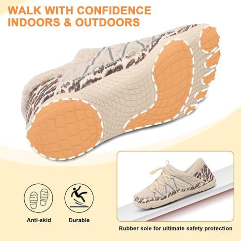 relxfeet Women's Wide Width Slippers Cozy Furry Barefoot House Shoes with Adjustable Fit Non-Slip Indoor Outdoor Slippers for Diabetic Bunion Swollen Feet Friendly in Kuwait