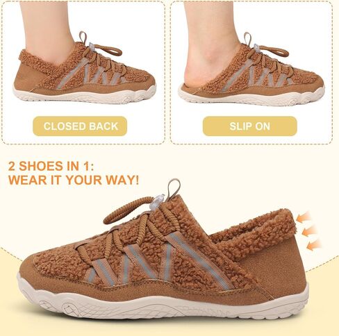 relxfeet Women's Wide Width Slippers Cozy Furry Barefoot House Shoes with Adjustable Fit Non-Slip Indoor Outdoor Slippers for Diabetic Bunion Swollen Feet Friendly in Kuwait