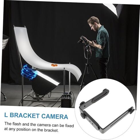 Metal Bracket Screw Flash Light Holder for DSLR Camera with Detachable Dual Metal Connections Slip Matte Surface Photography Accessory in Saudi Arabia
