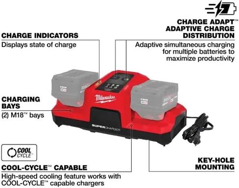 M18 18V Bay Dual Bay Immultive Super Charger 48-59-1815 in Kuwait