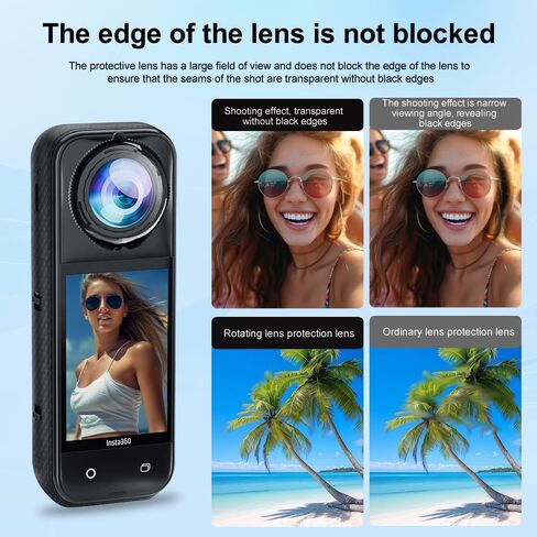 حارس العدسة لـ Insta360 x5 ، واقي العدسات الدوارة 9H الزجاجي المقسى مضاد للطبقة AR غطاء العدسة المقاومة للخدش لملحقات كاميرا Acta360 X5 in Kuwait