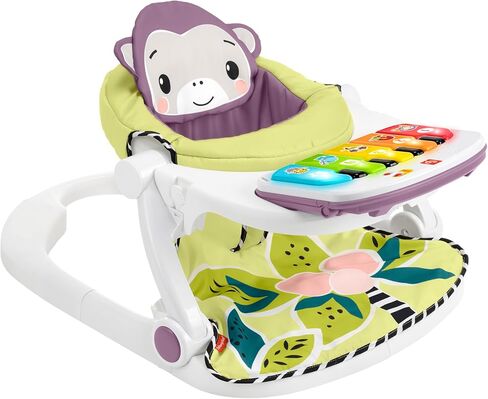 Fisher-Price Portable Baby Chair Kick & Play Deluxe Sit-up Seat مع Piano Learning Toy & Tray للرضع للأطفال الصغار ، Purple Monkey in Kuwait